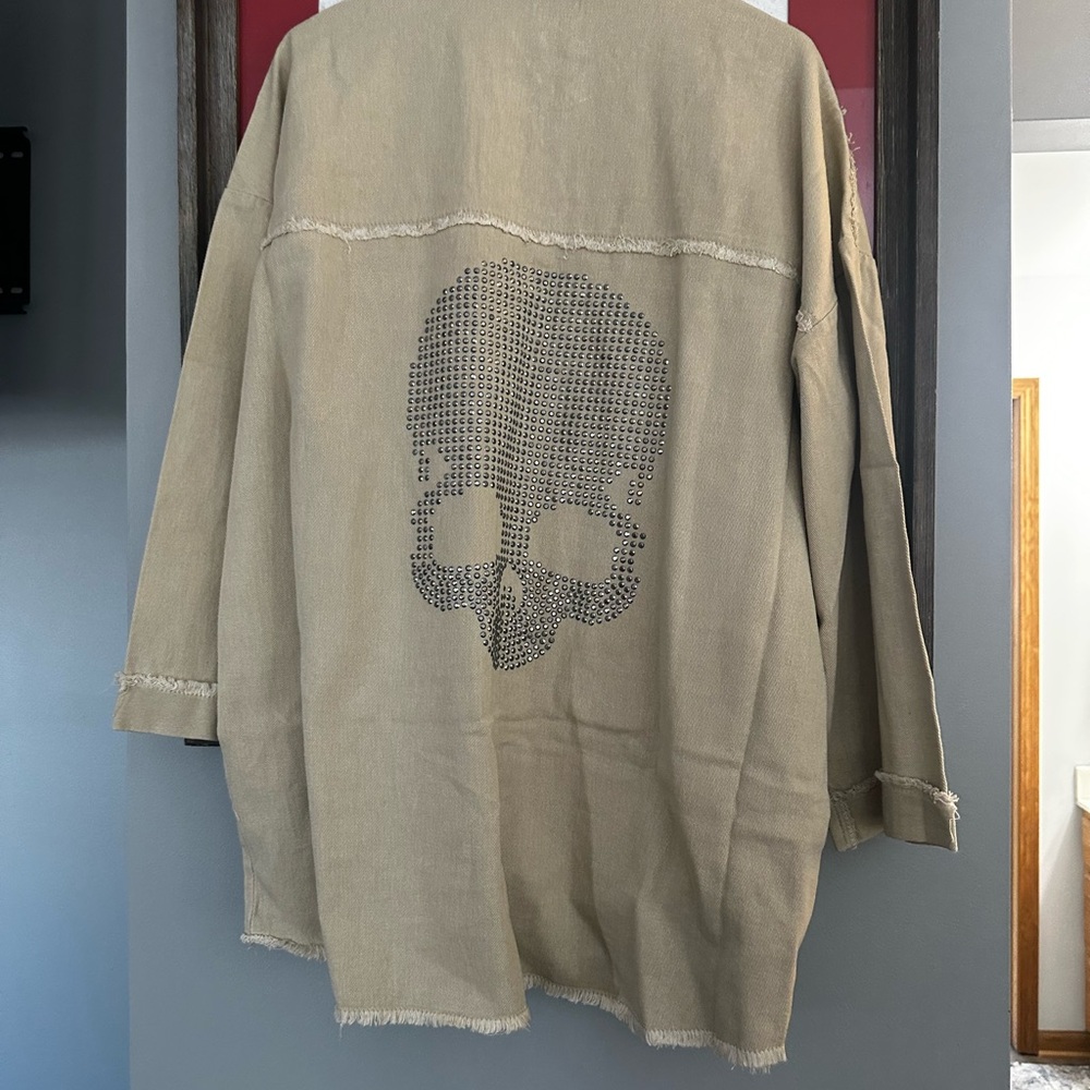 Skull Button Up Jean Jacket - Picture 2 of 2